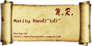 Matity Renátó névjegykártya